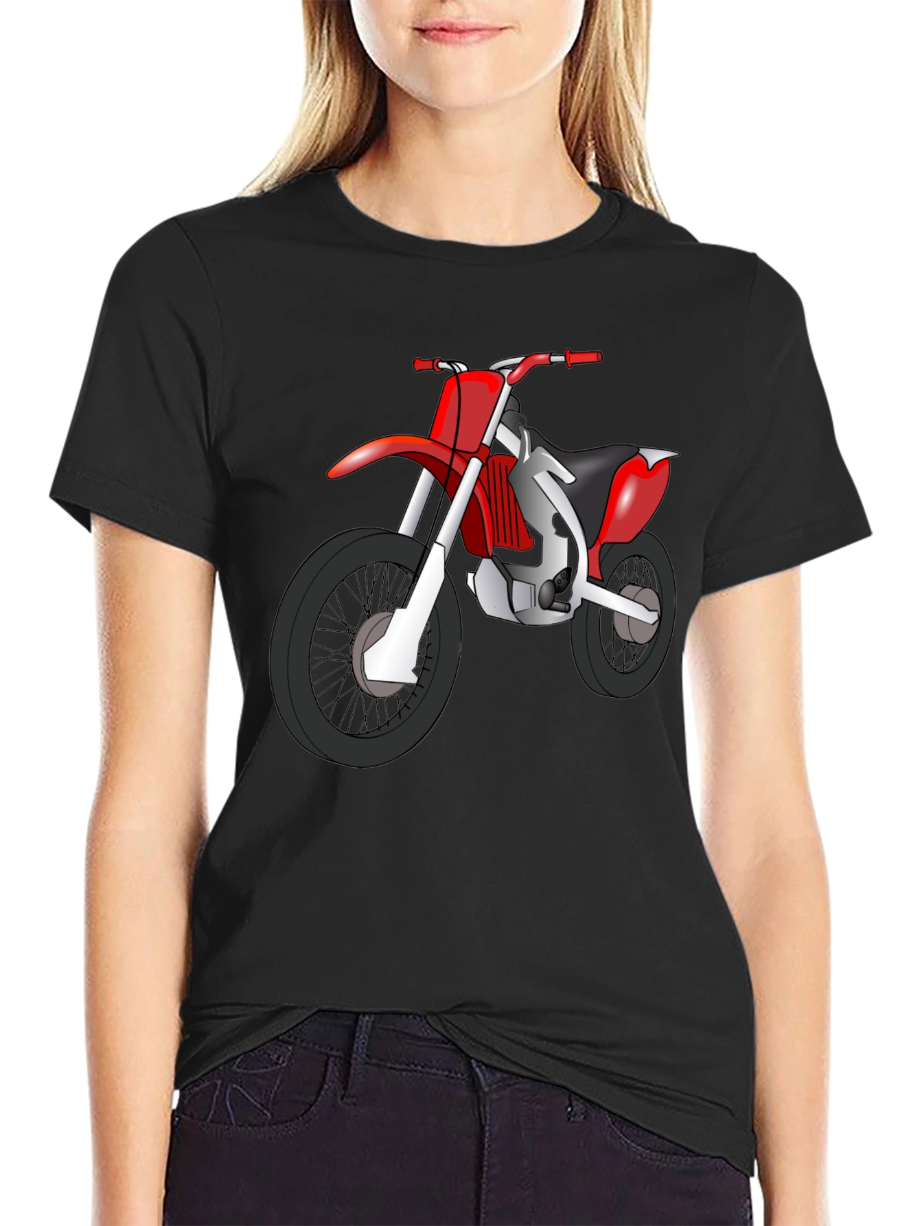 Dirt Bike Graphic Tee - Black Cotton T-Shirt