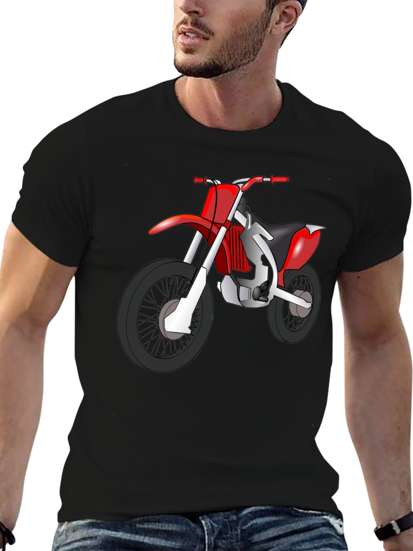 Dirt Bike Graphic Tee - Black Cotton T-Shirt