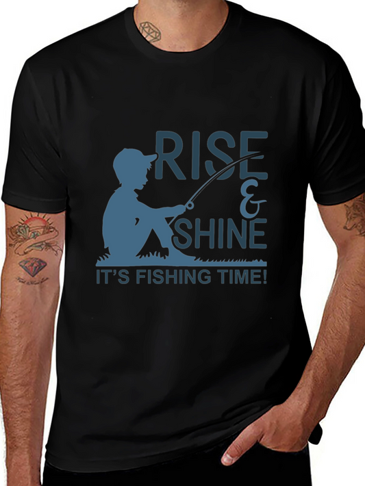 Rise & Shine Fishing Time Black T-Shirt