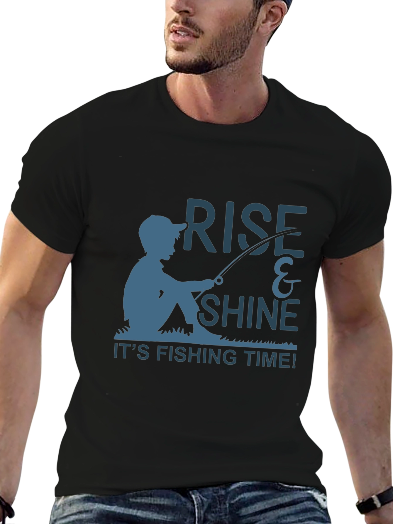 Rise & Shine Fishing Time Black T-Shirt