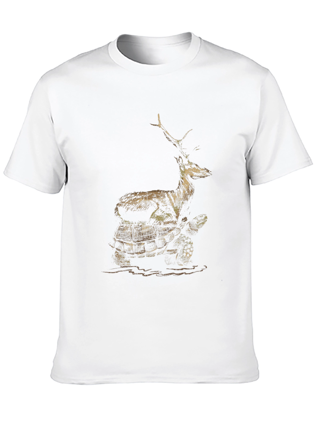 Deer Riding Turtle Graphic Tee - Black