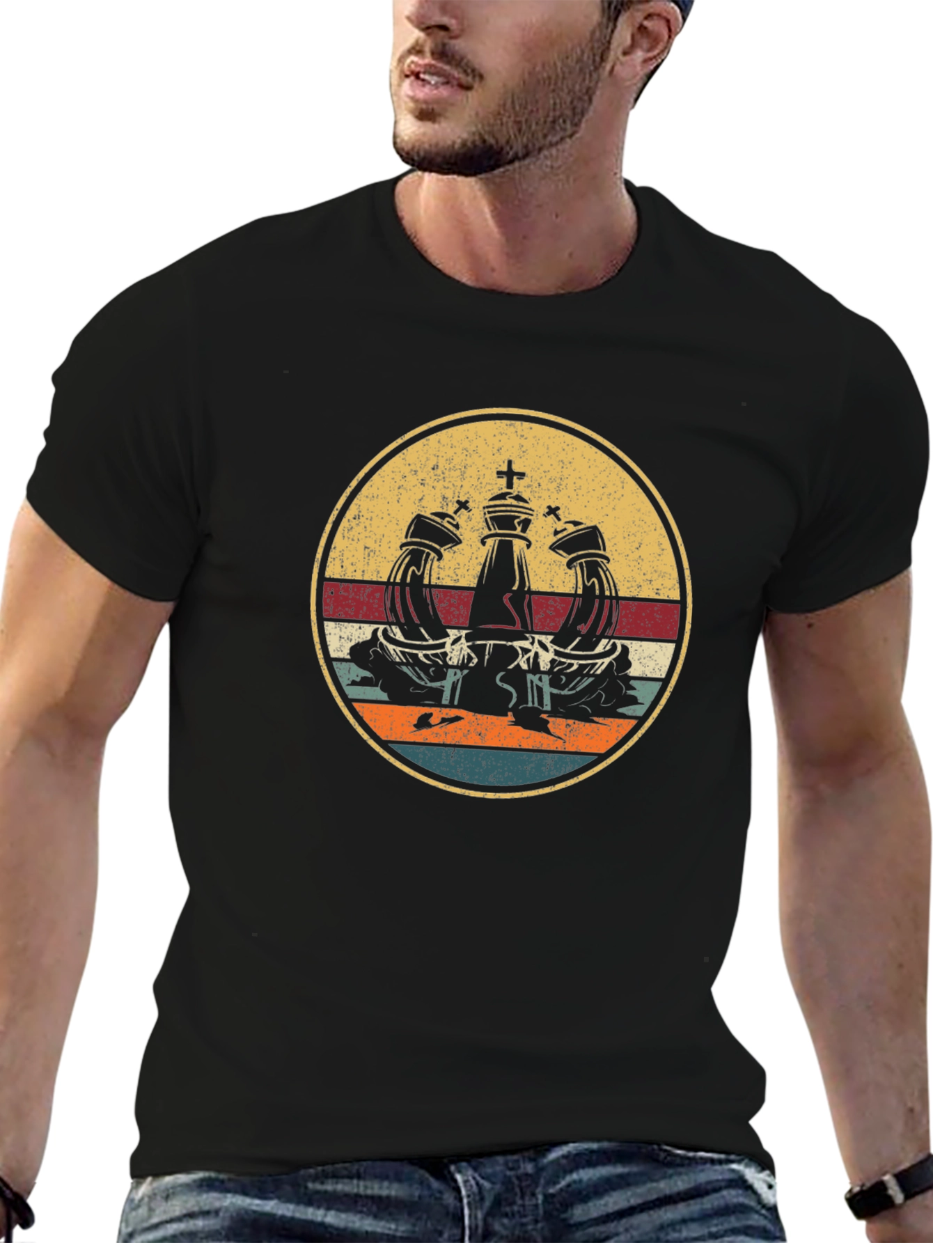 Chess King Retro Style Graphic T-Shirt