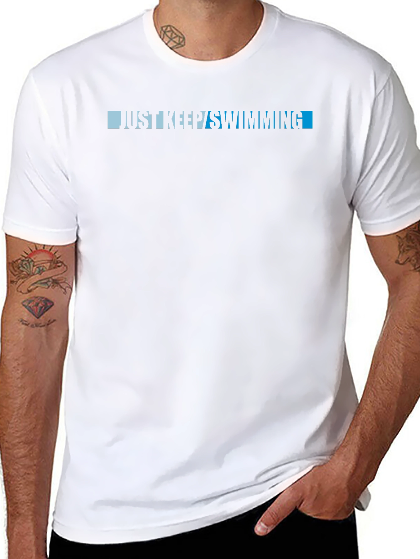 Just Keep Swimming Black Graphic Tee