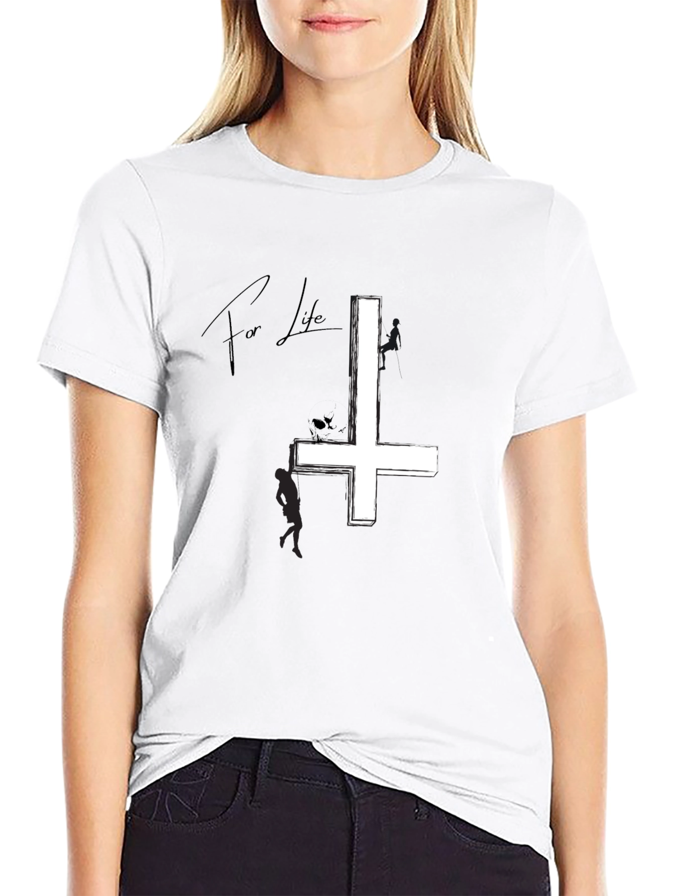 Inverted Cross Graphic Tee - Black Cotton