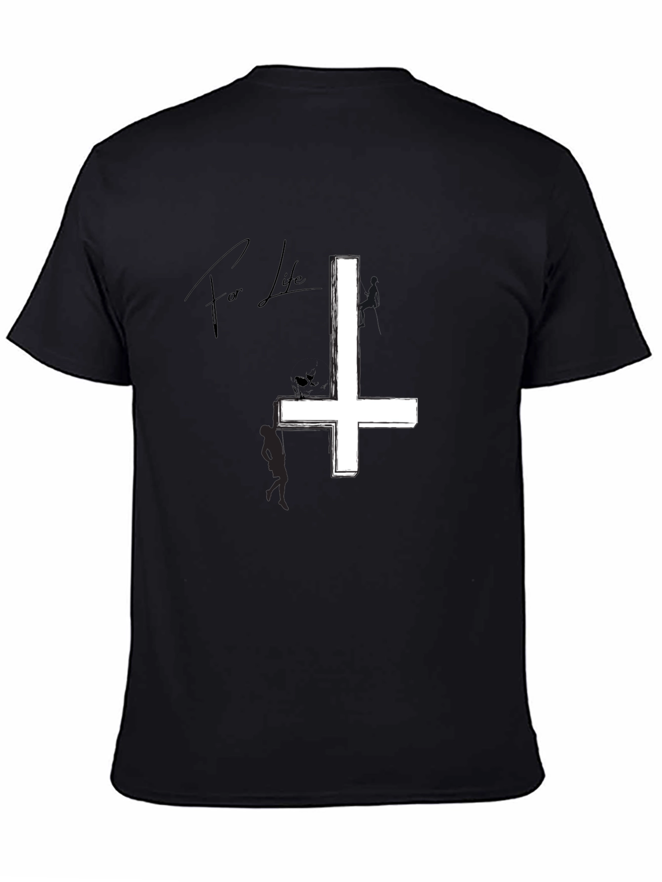 Inverted Cross Graphic Tee - Black Cotton