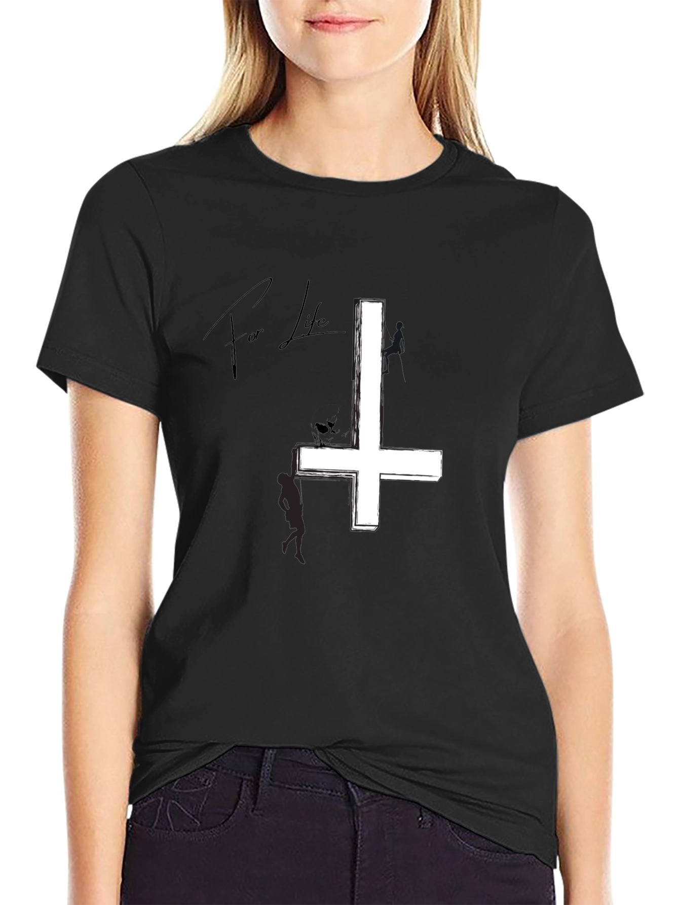 Inverted Cross Graphic Tee - Black Cotton