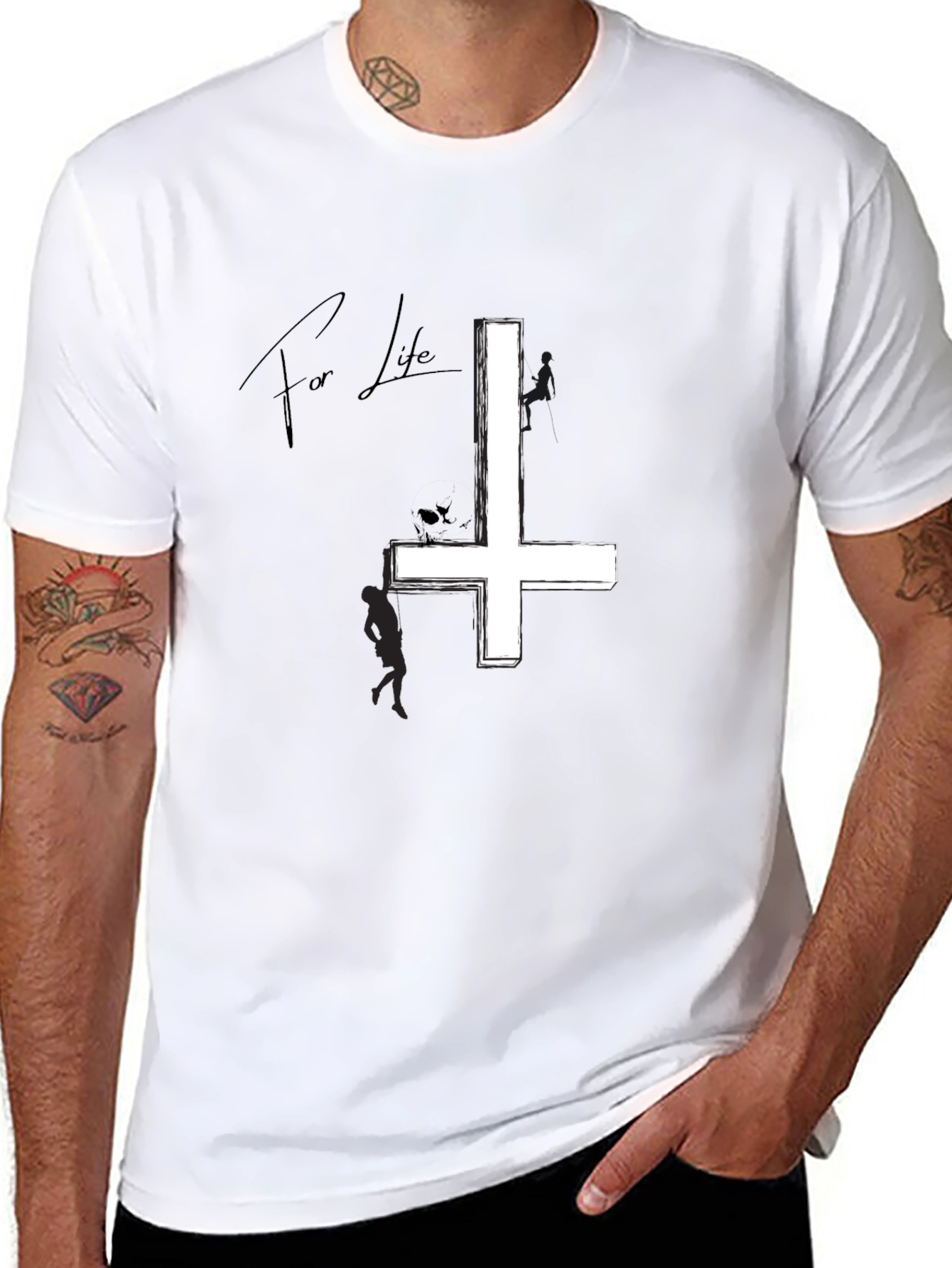 Inverted Cross Graphic Tee - Black Cotton