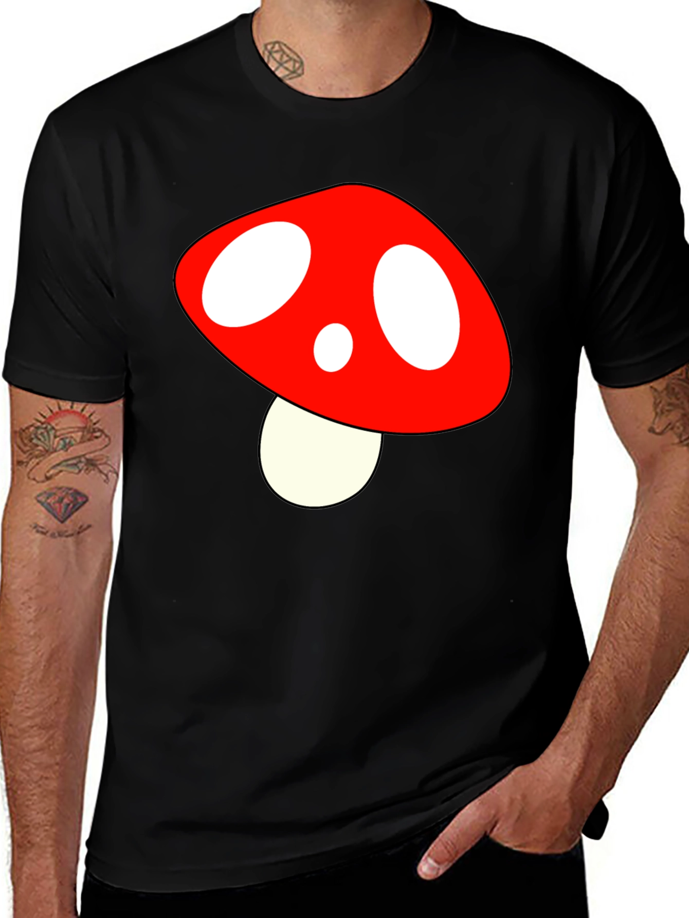 Mushroom Graphic Tee - Fun Stylish Black T-Shirt