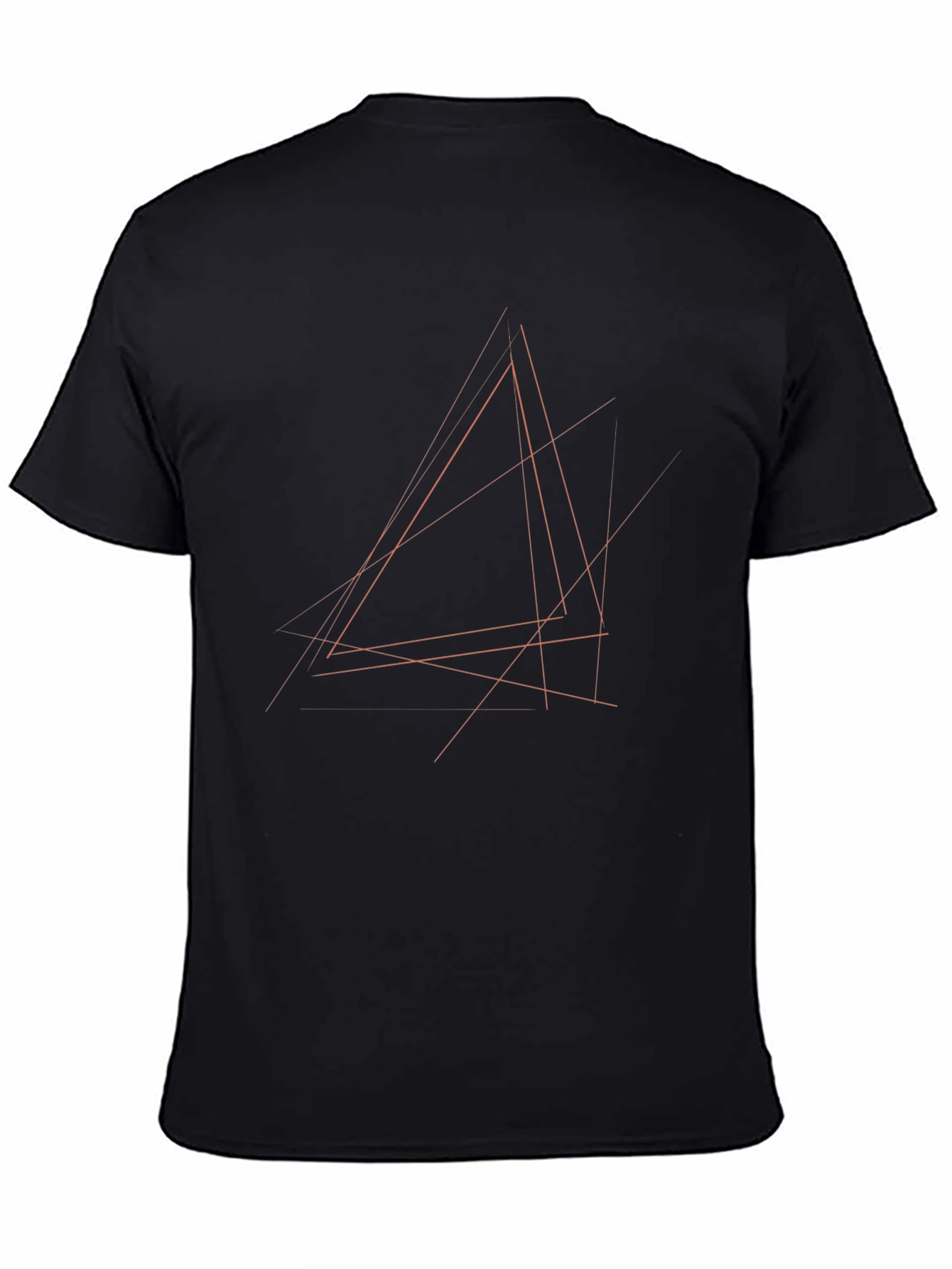 Abstract Geometric Lines Black T-Shirt