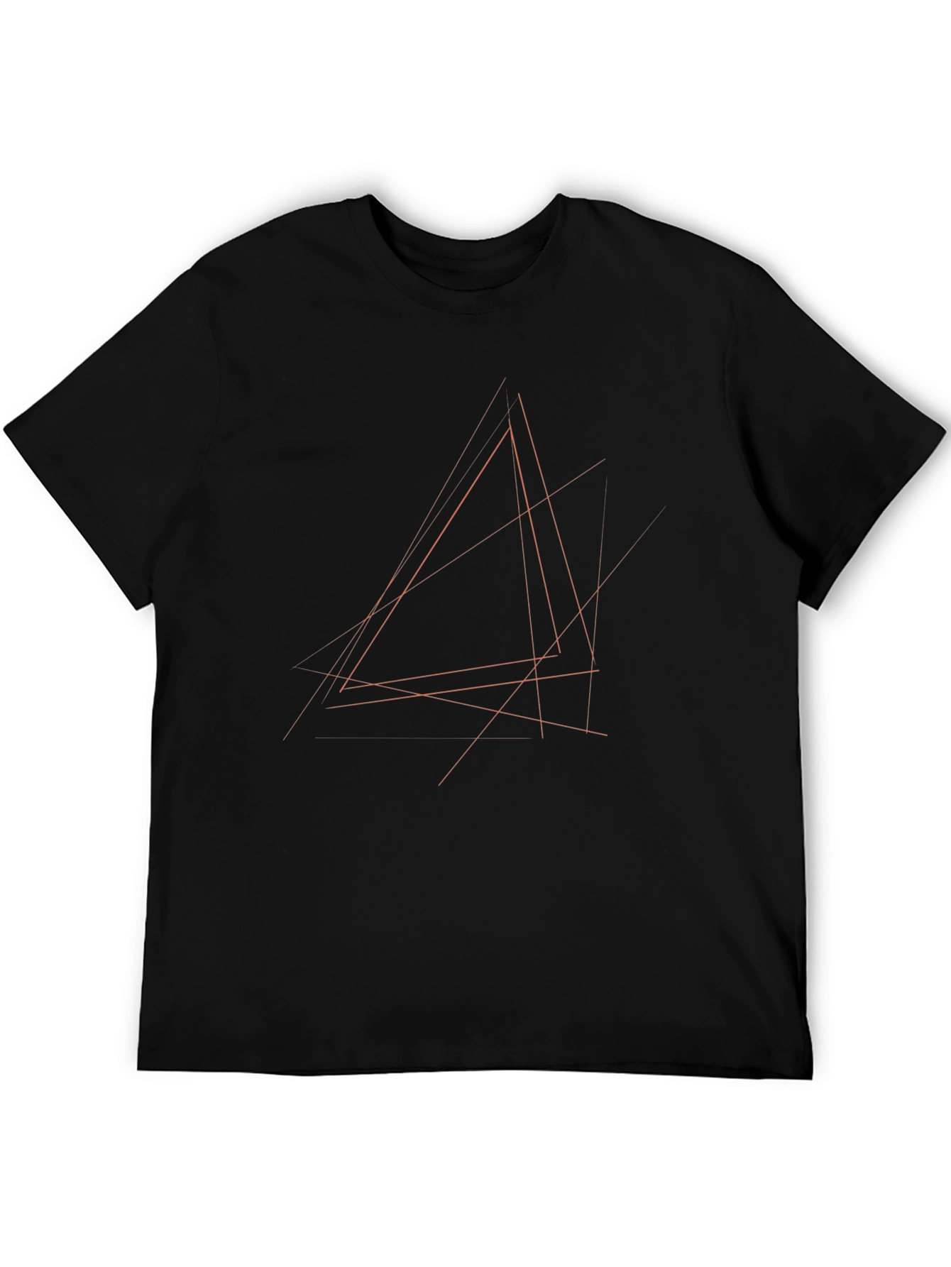 Abstract Geometric Lines Black T-Shirt