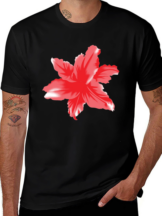 Bold Floral Graphic Tee - Black Cotton T-Shirt