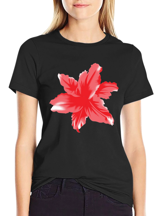 Bold Floral Graphic Tee - Black Cotton T-Shirt