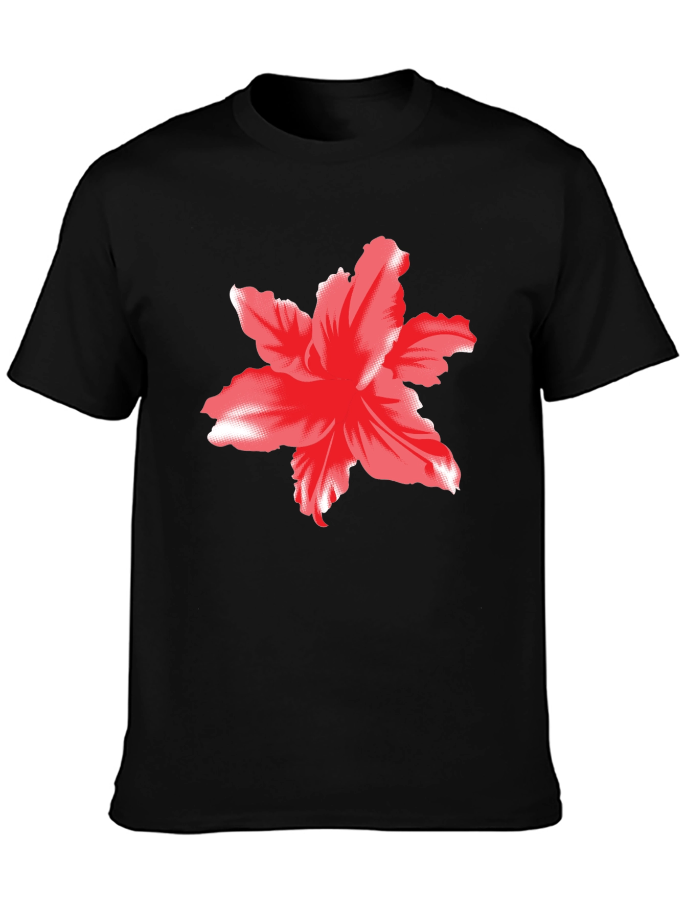 Bold Floral Graphic Tee - Black Cotton T-Shirt