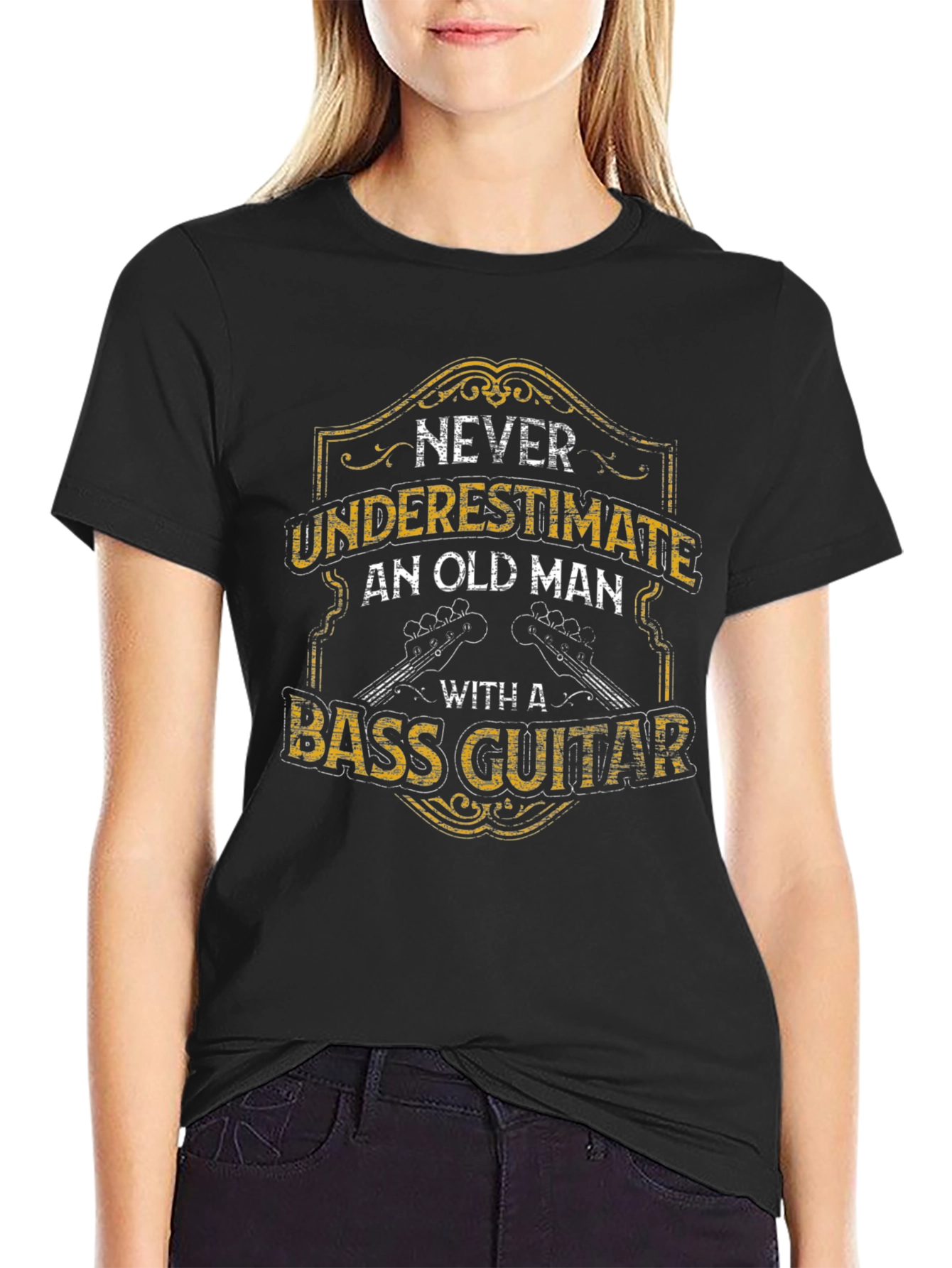 Never Underestimate Old Man Bass Guitar T-Shirt