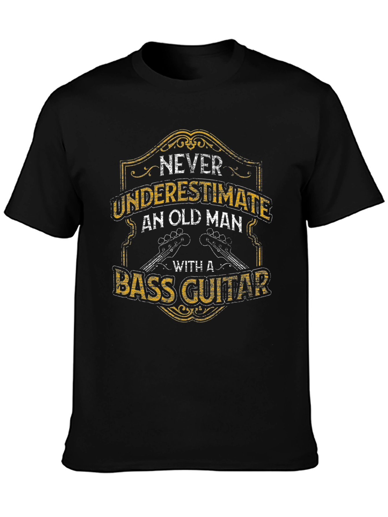 Never Underestimate Old Man Bass Guitar T-Shirt