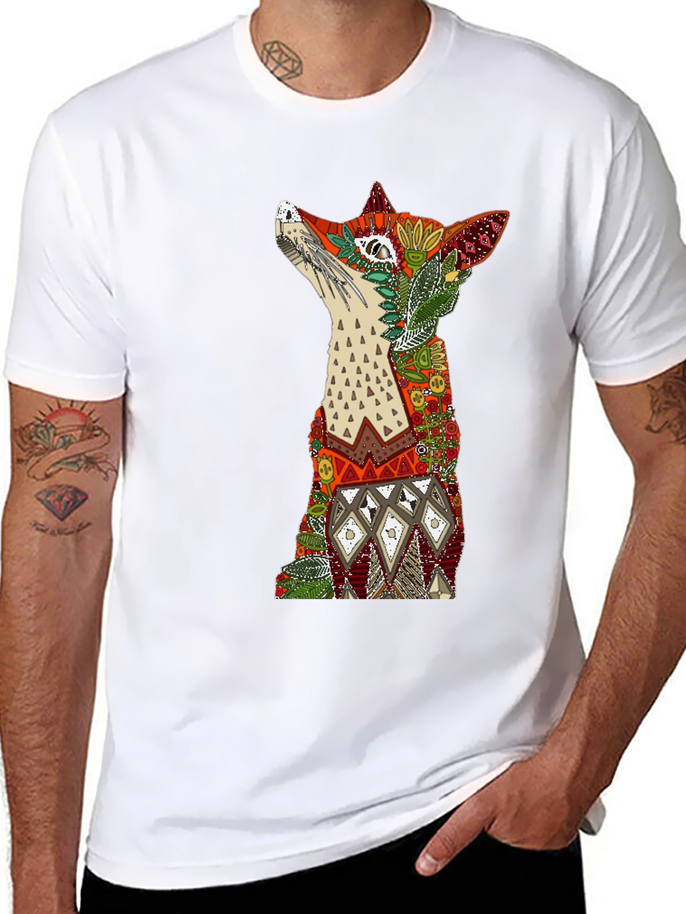 Fox Art Graphic T-Shirt - Stylish Animal Print Tee
