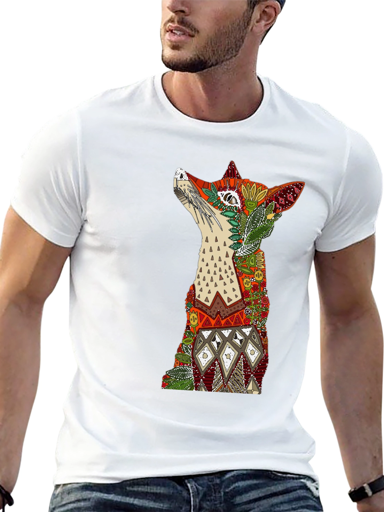Fox Art Graphic T-Shirt - Stylish Animal Print Tee