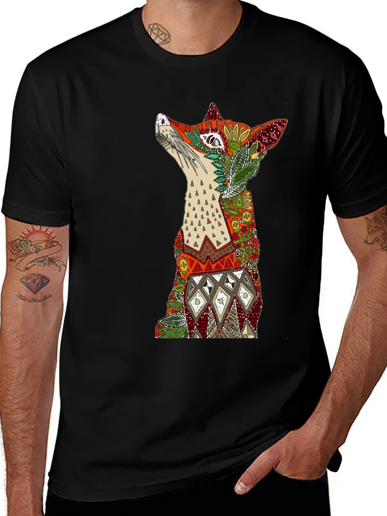 Fox Art Graphic T-Shirt - Stylish Animal Print Tee