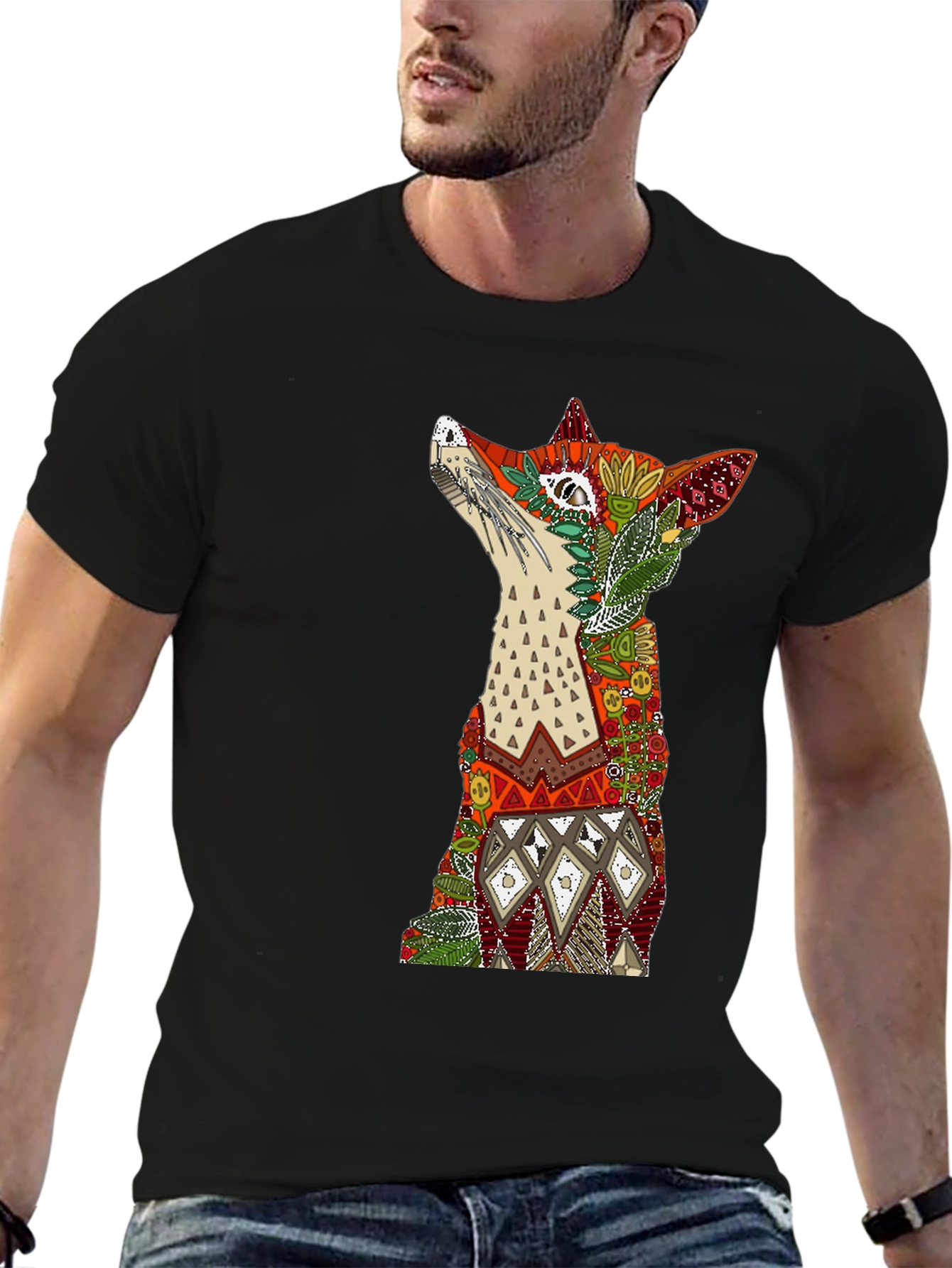 Fox Art Graphic T-Shirt - Stylish Animal Print Tee