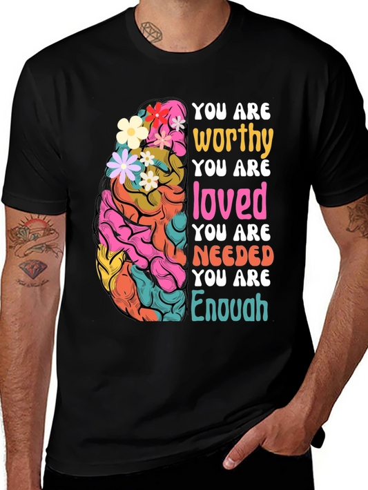 Mental Health Awareness Brain T-Shirt: You Are Enough