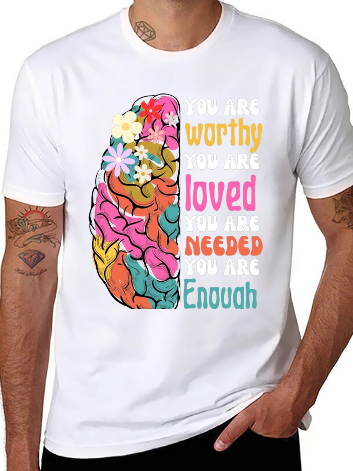 Mental Health Awareness Brain T-Shirt: You Are Enough