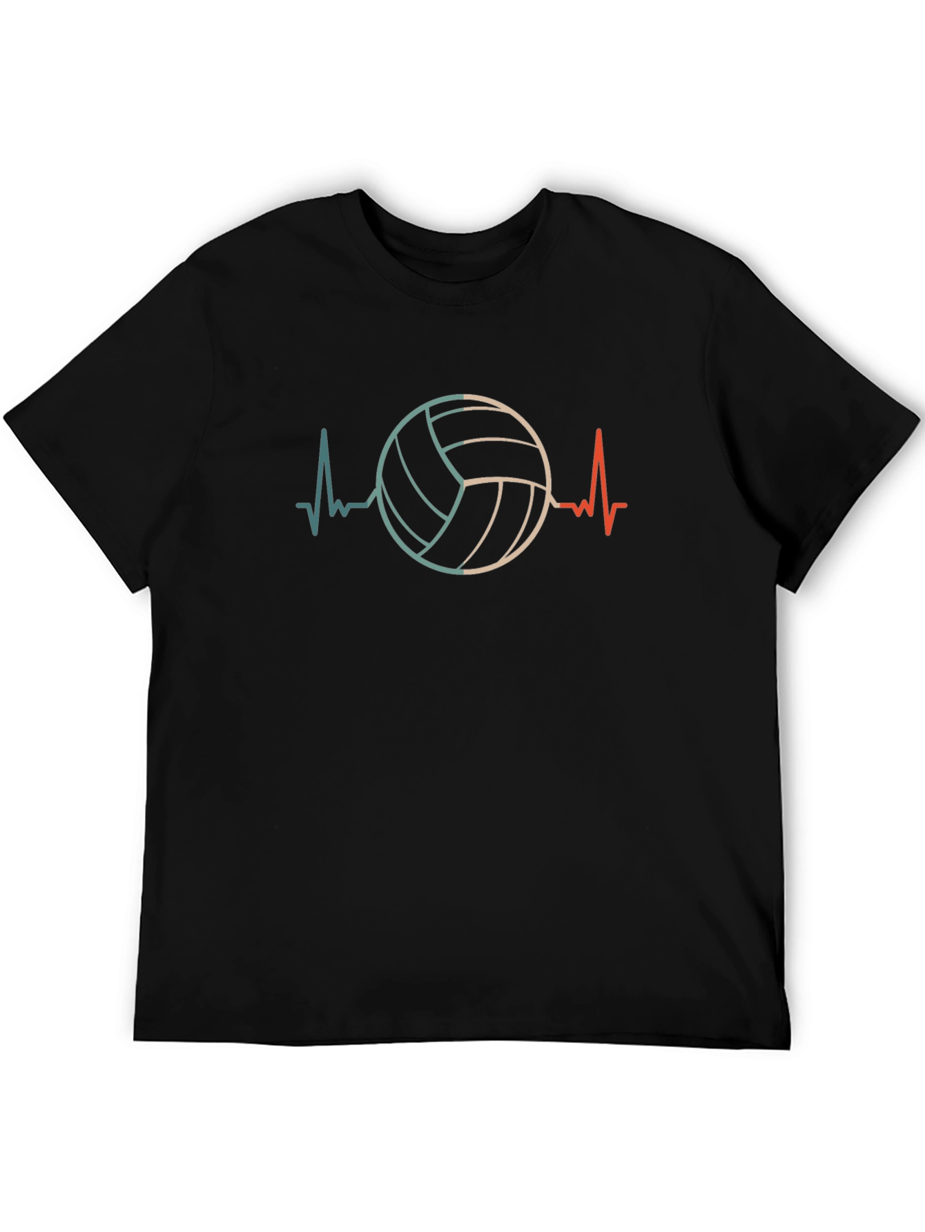 Volleyball Heartbeat Graphic Tee - Black