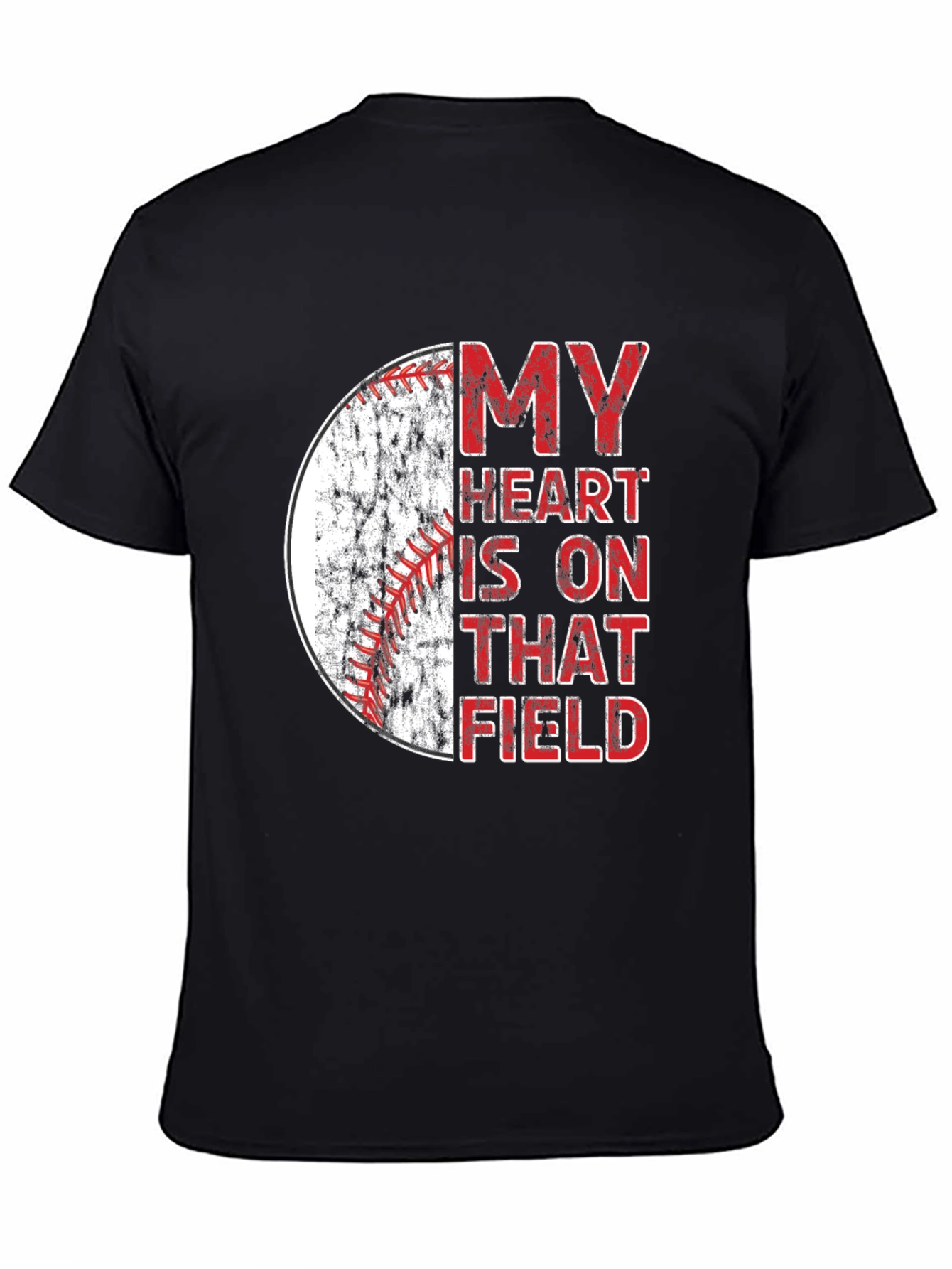 Baseball Heart Field Graphic Tee - Black Cotton