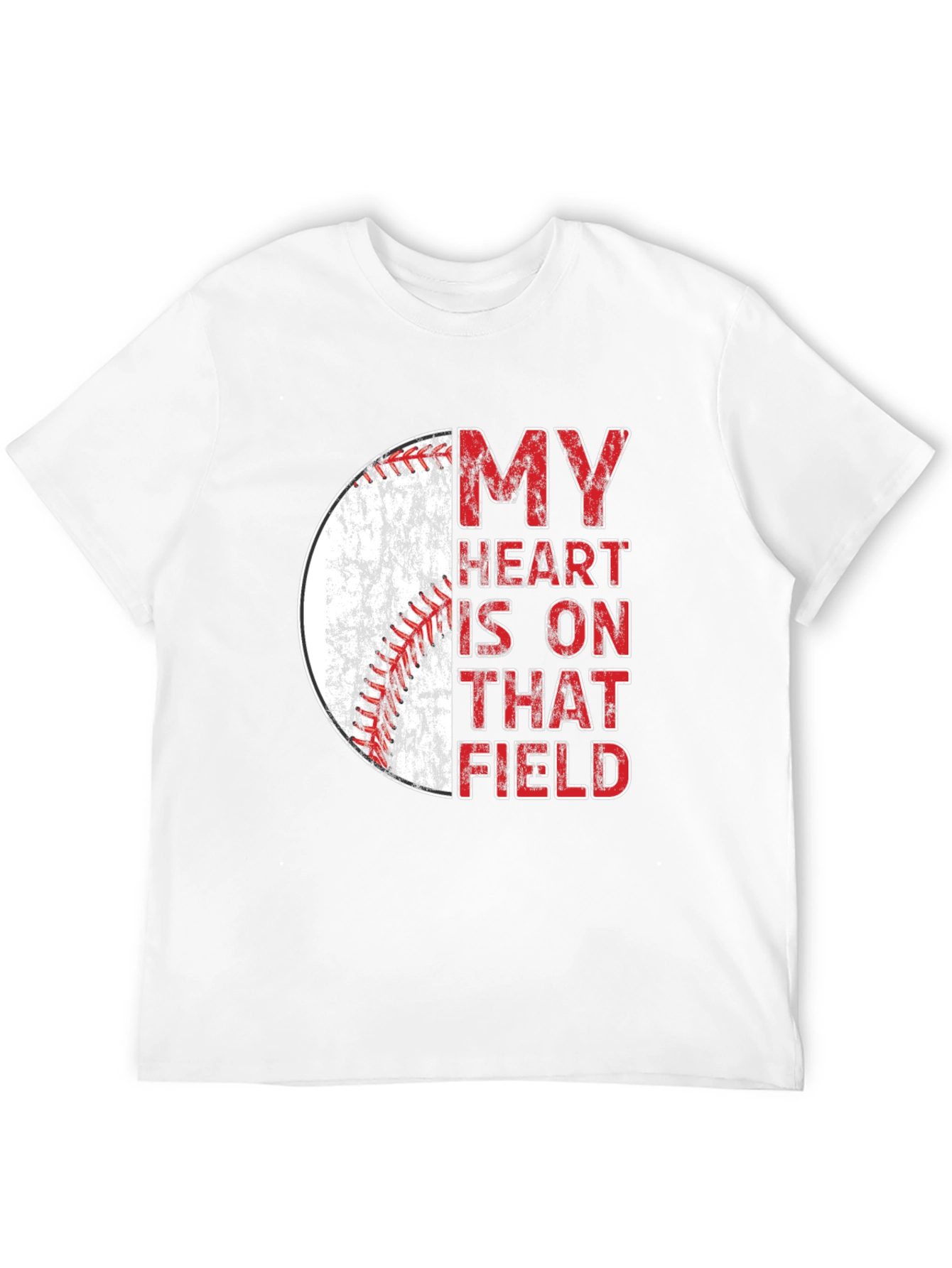 Baseball Heart Field Graphic Tee - Black Cotton