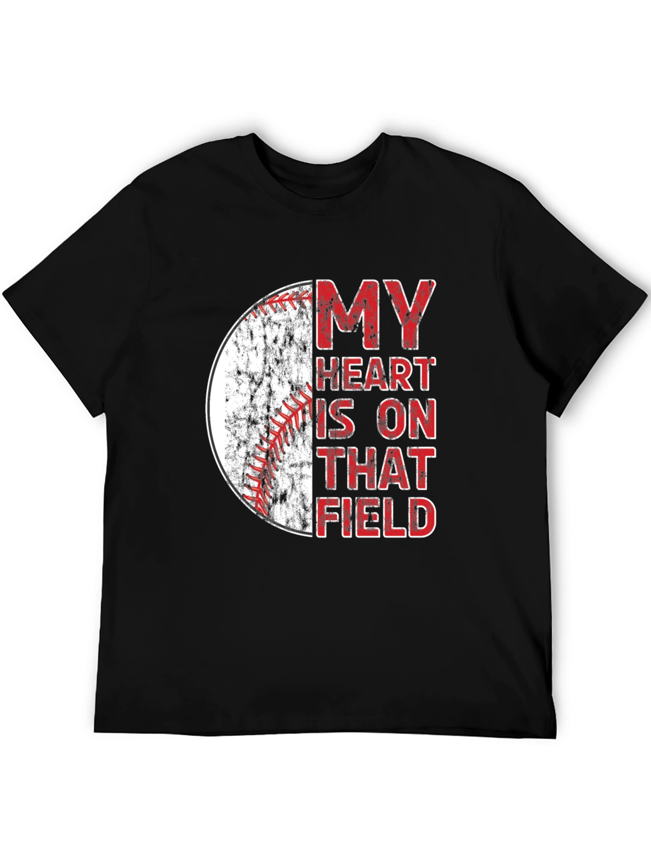 Baseball Heart Field Graphic Tee - Black Cotton