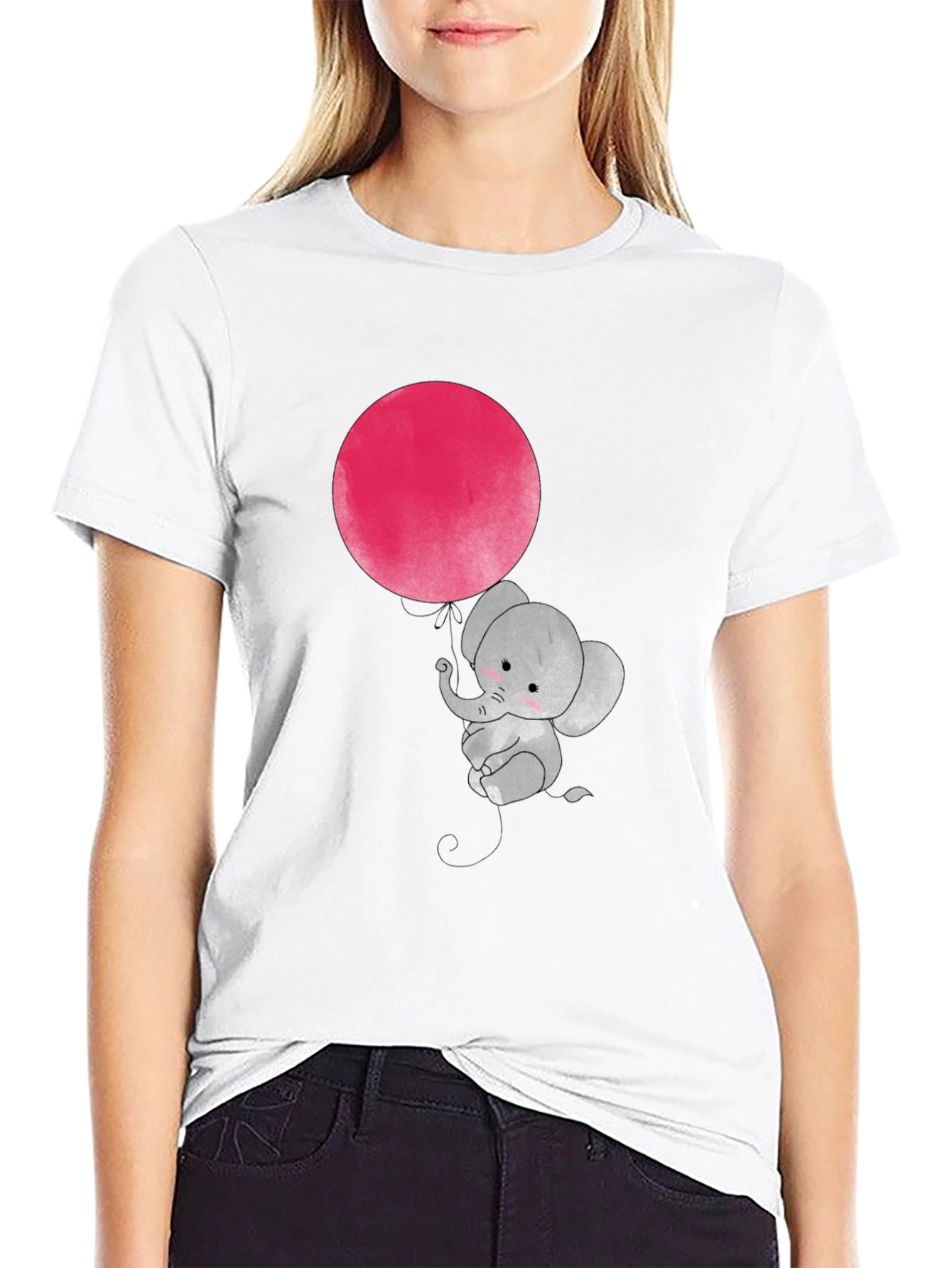 Cute Elephant with Balloon Graphic T-Shirt