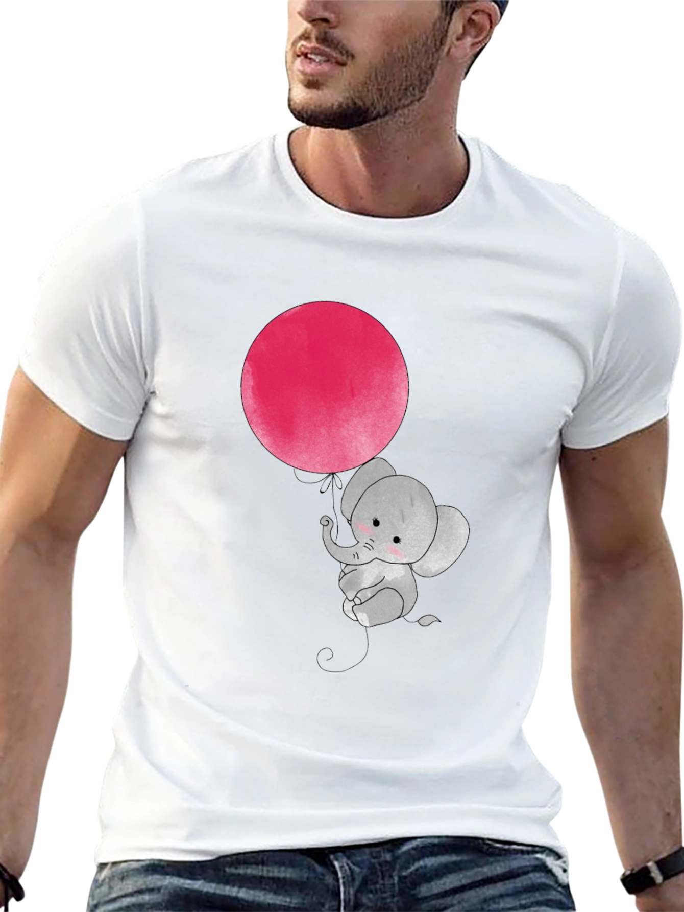 Cute Elephant with Balloon Graphic T-Shirt
