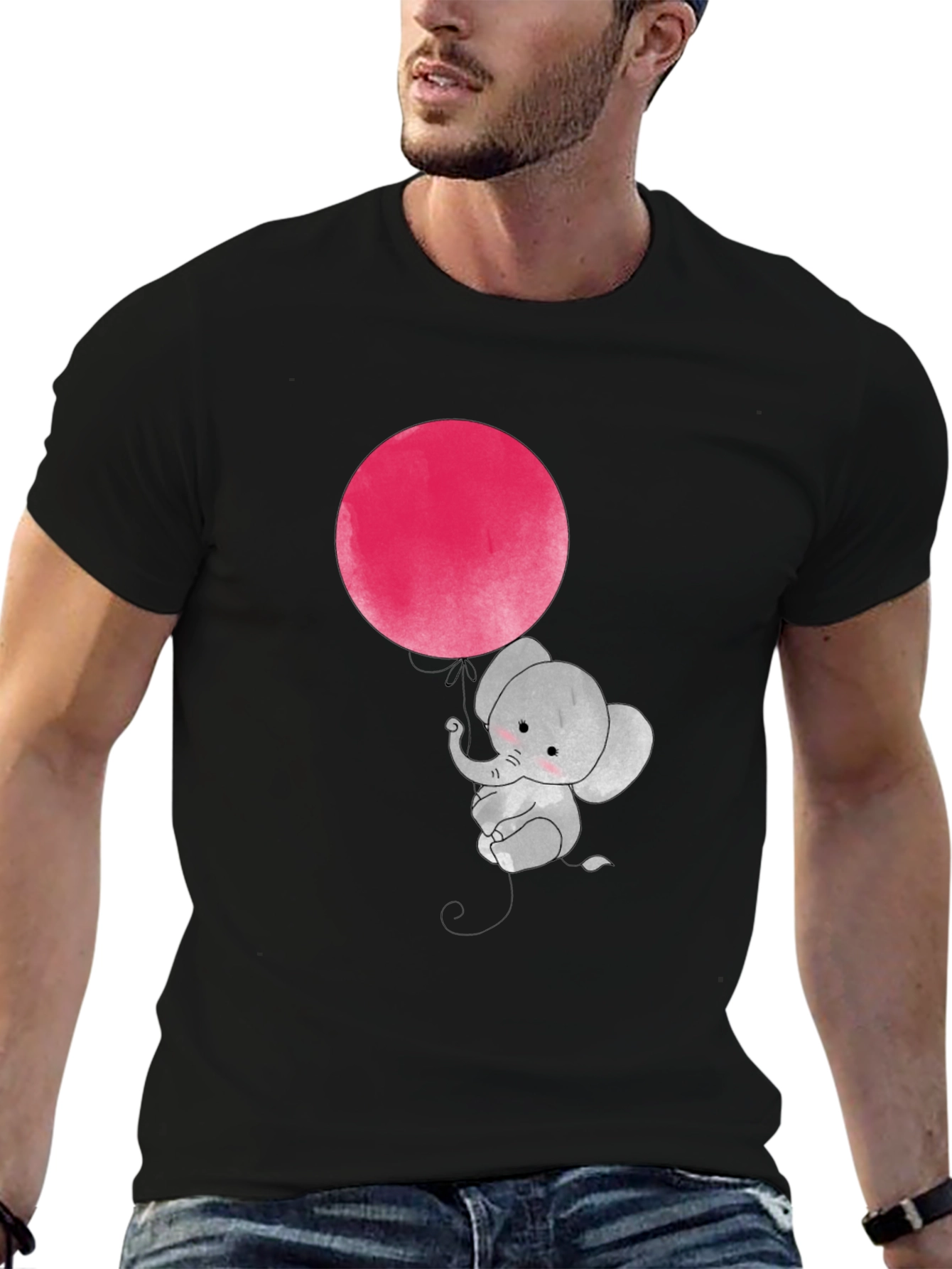 Cute Elephant with Balloon Graphic T-Shirt