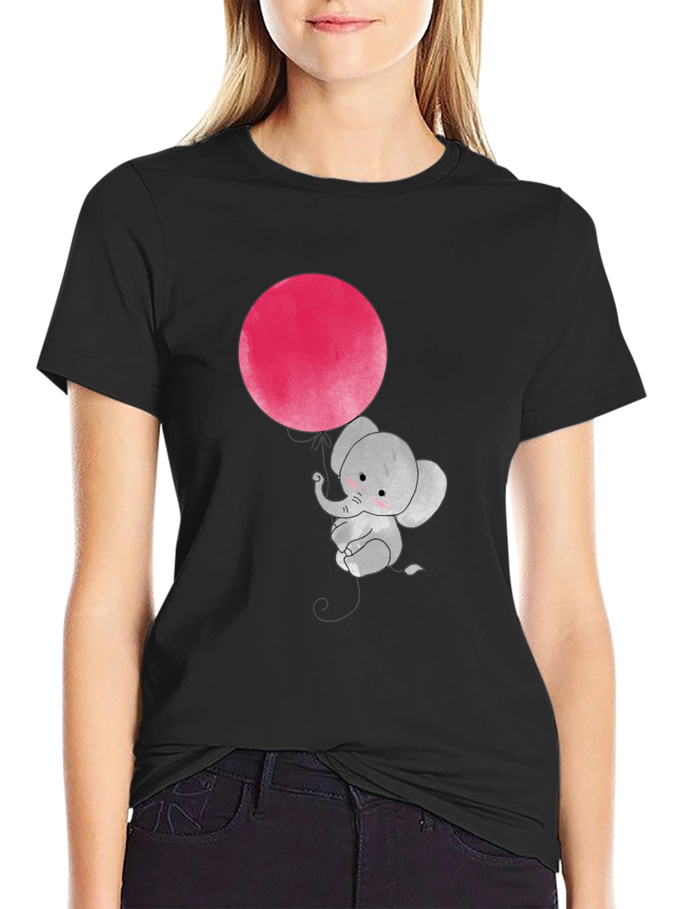 Cute Elephant with Balloon Graphic T-Shirt