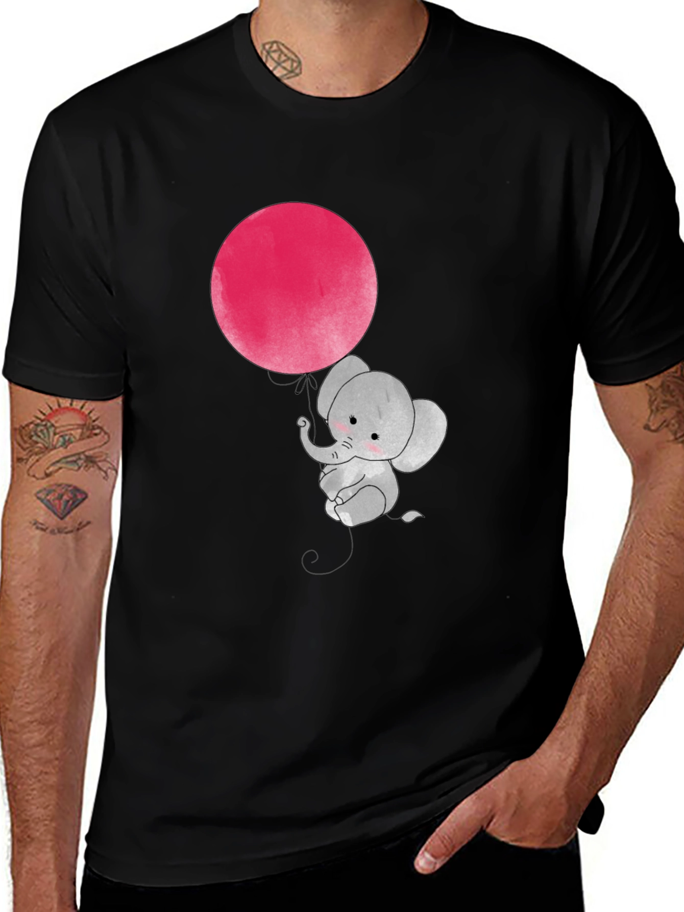 Cute Elephant with Balloon Graphic T-Shirt