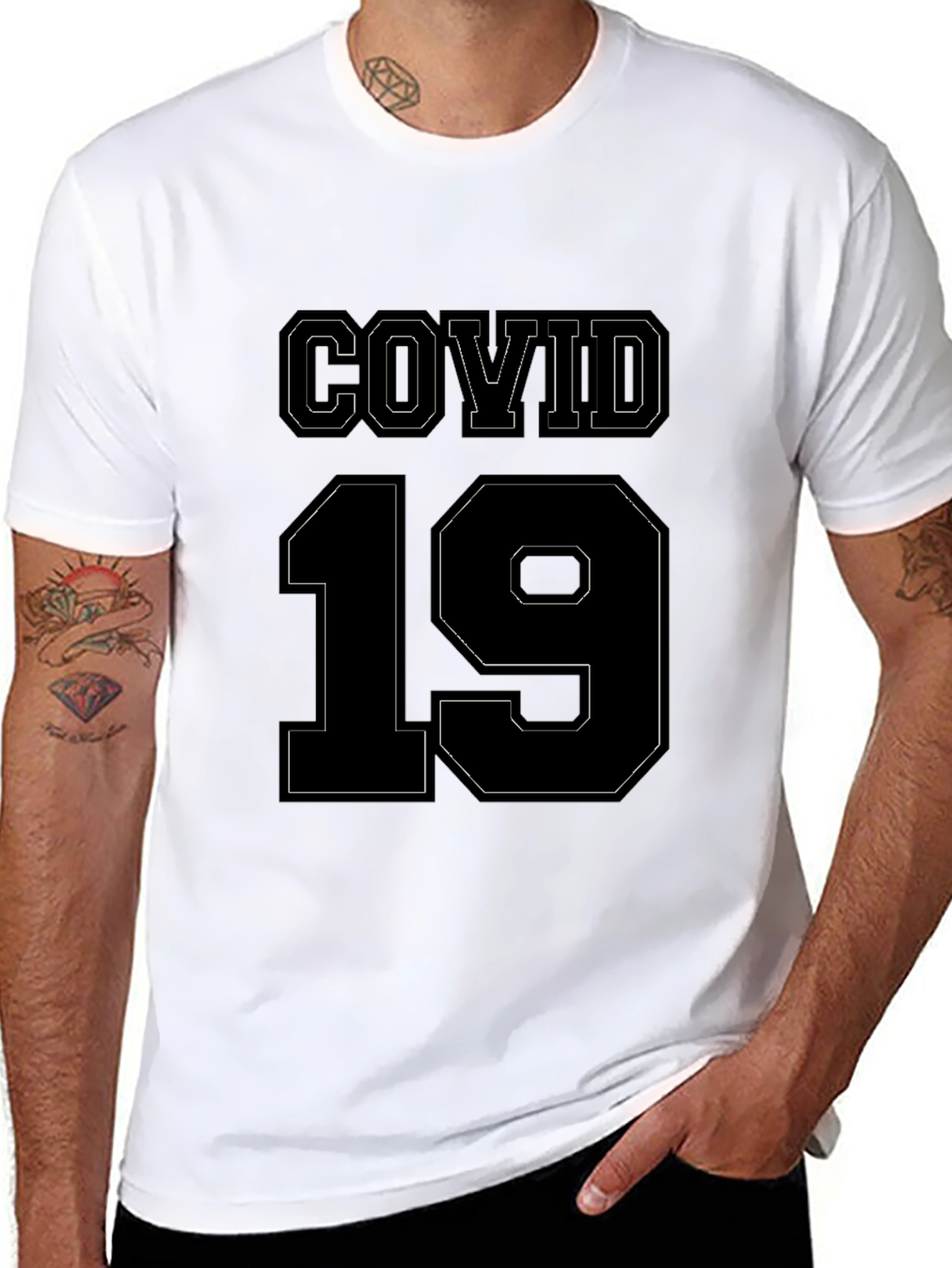 COVID-19 Graphic Tee - Black Crew Neck T-Shirt