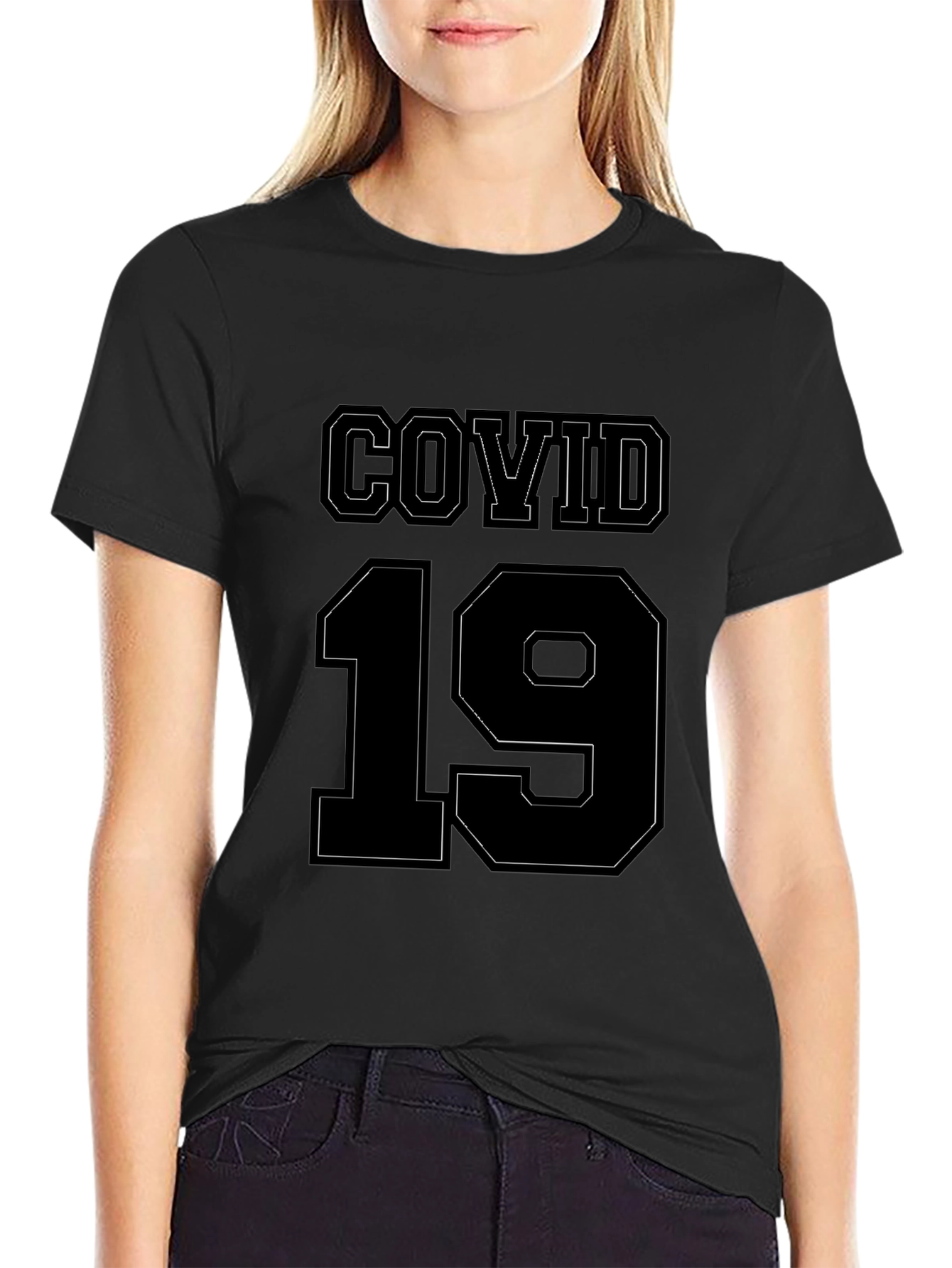 COVID-19 Graphic Tee - Black Crew Neck T-Shirt