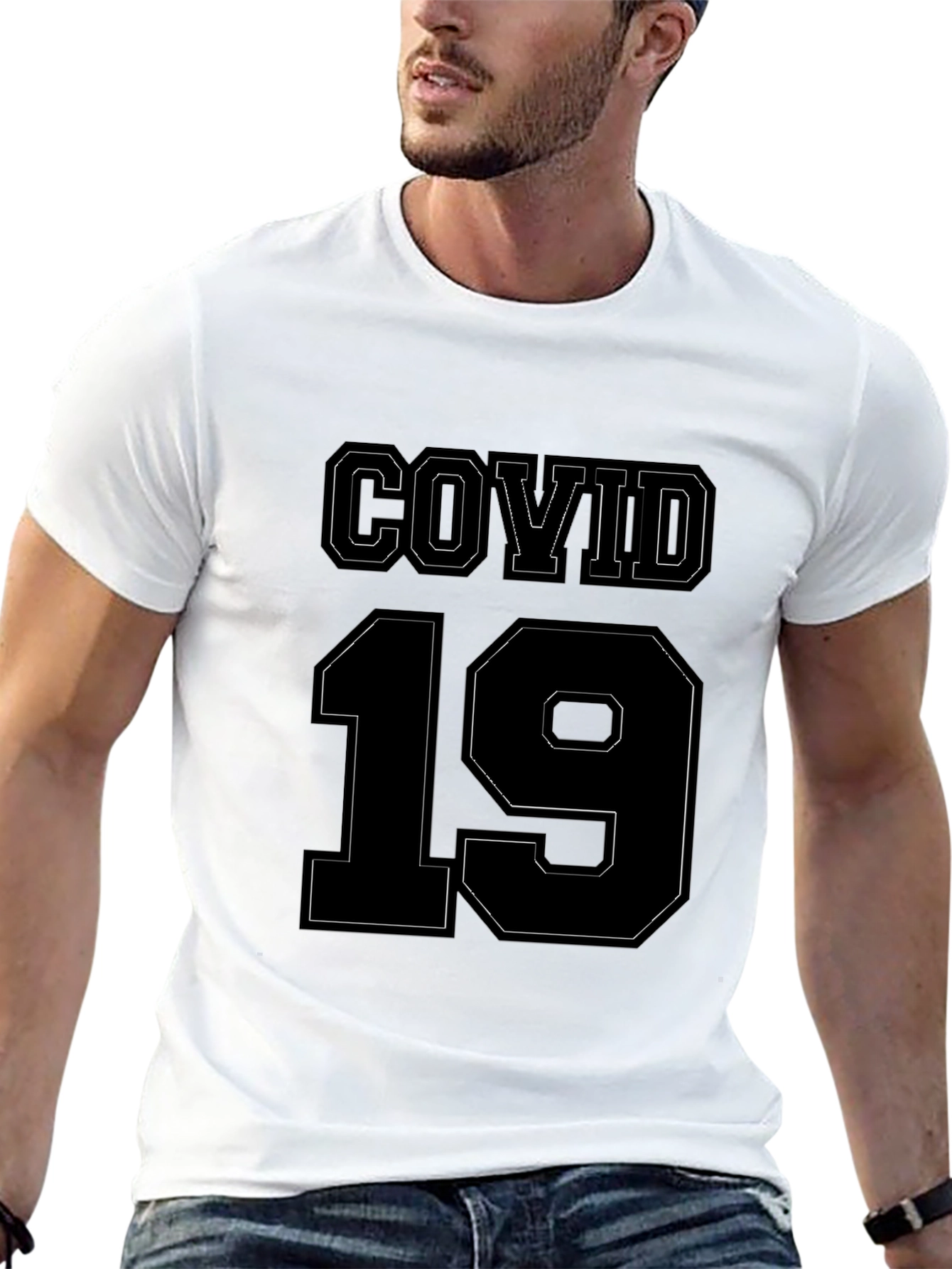COVID-19 Graphic Tee - Black Crew Neck T-Shirt