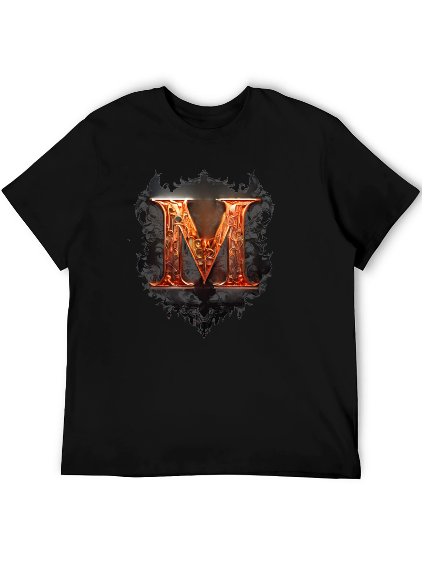 Fiery Letter M Graphic Tee - Bold Design