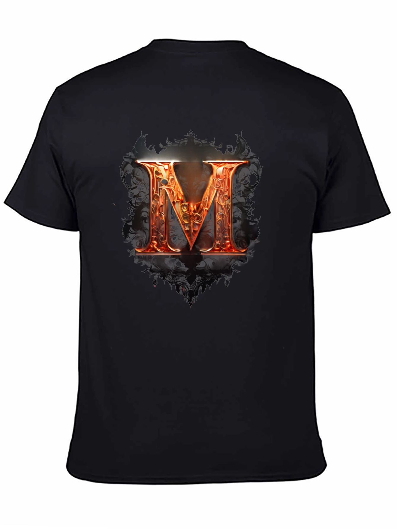 Fiery Letter M Graphic Tee - Bold Design