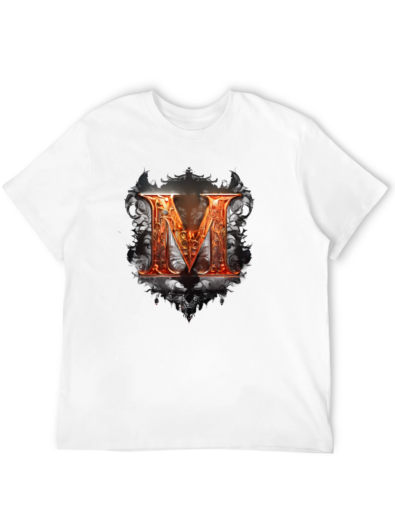 Fiery Letter M Graphic Tee - Bold Design