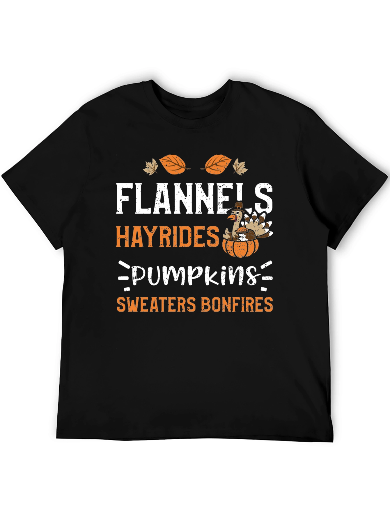 Flannels Hayrides Pumpkins Bonfires Thanksgiving Tee