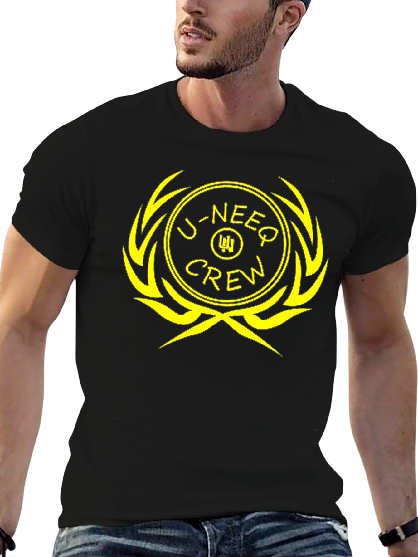 U-NEEQ Crew Black Graphic T-Shirt