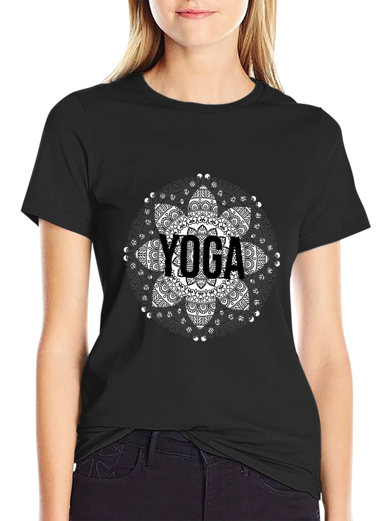 Yoga Mandala Graphic Tee - Black