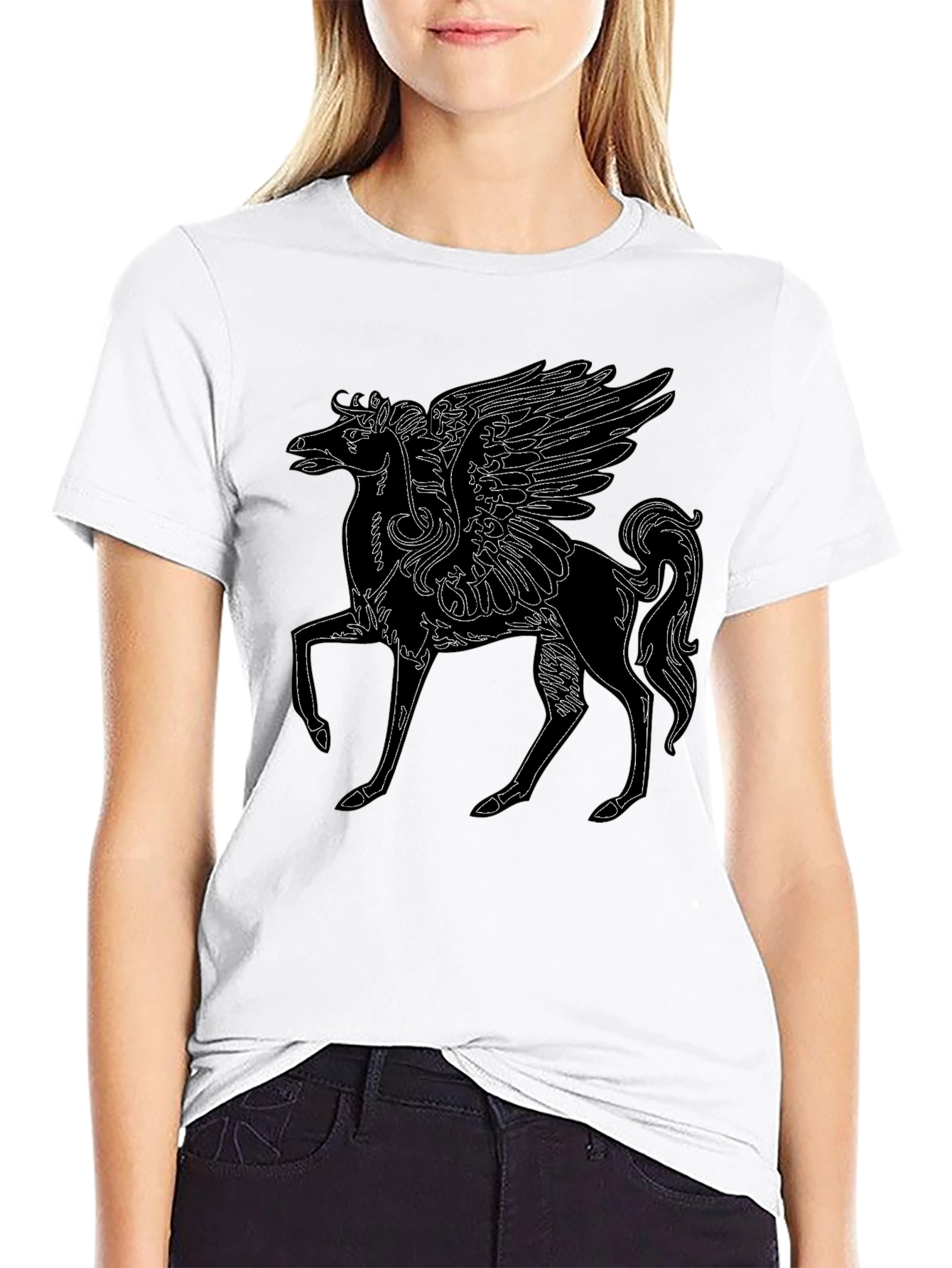 Pegasus Graphic T-Shirt - Black Cotton Tee