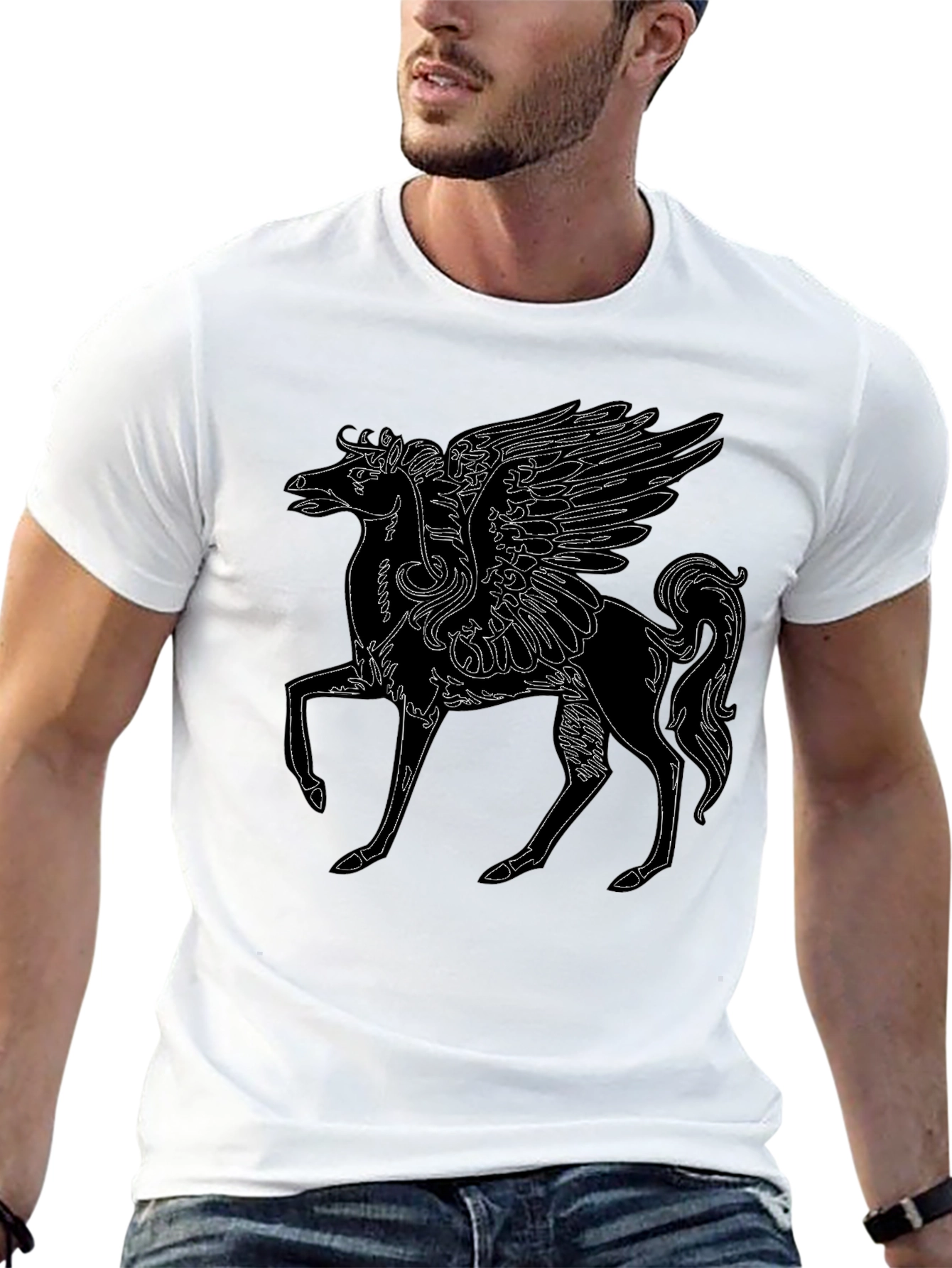 Pegasus Graphic T-Shirt - Black Cotton Tee
