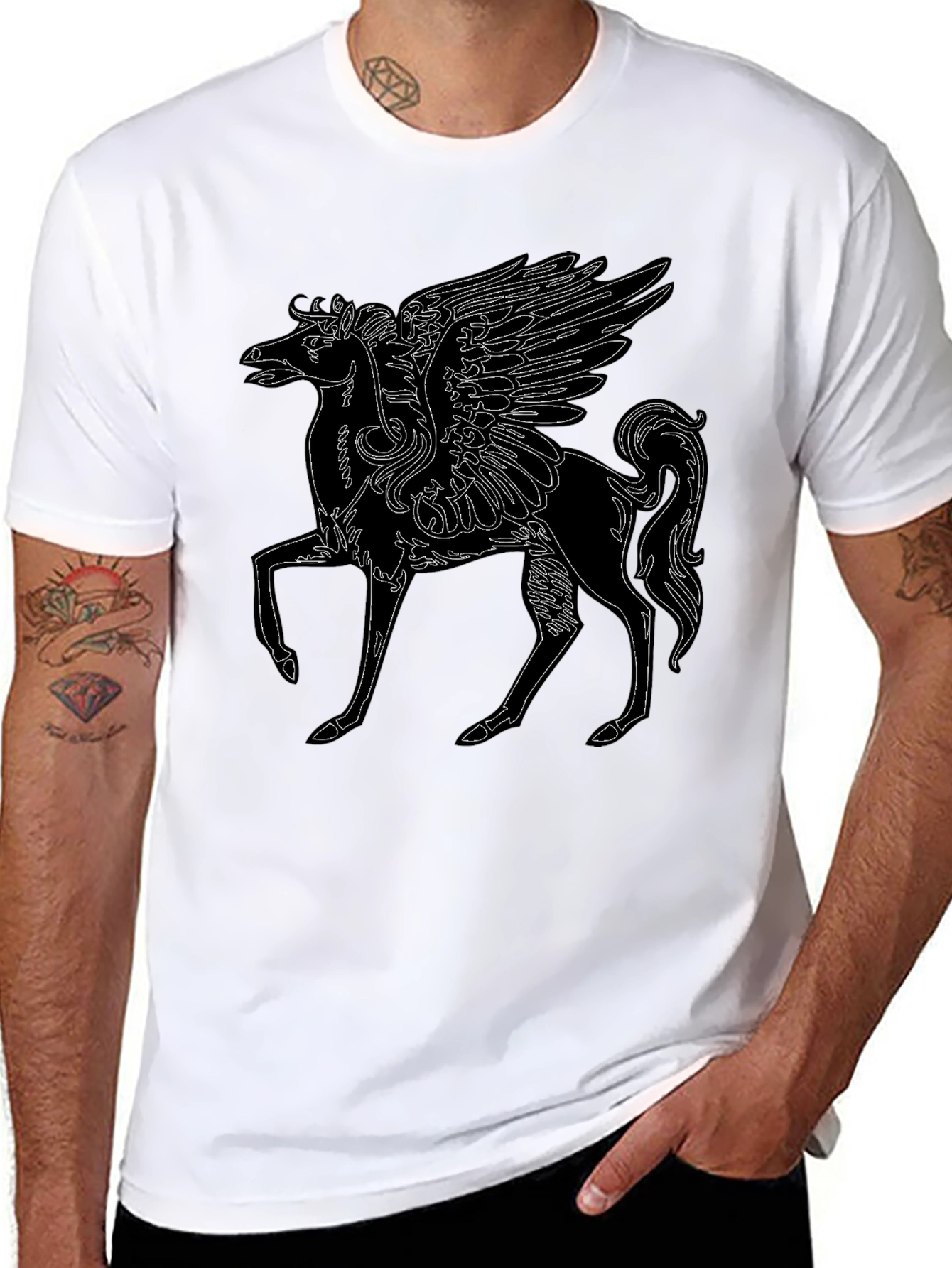 Pegasus Graphic T-Shirt - Black Cotton Tee