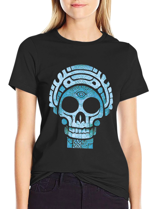 Aztec Skull Graphic Tee - Cool Mystical Design