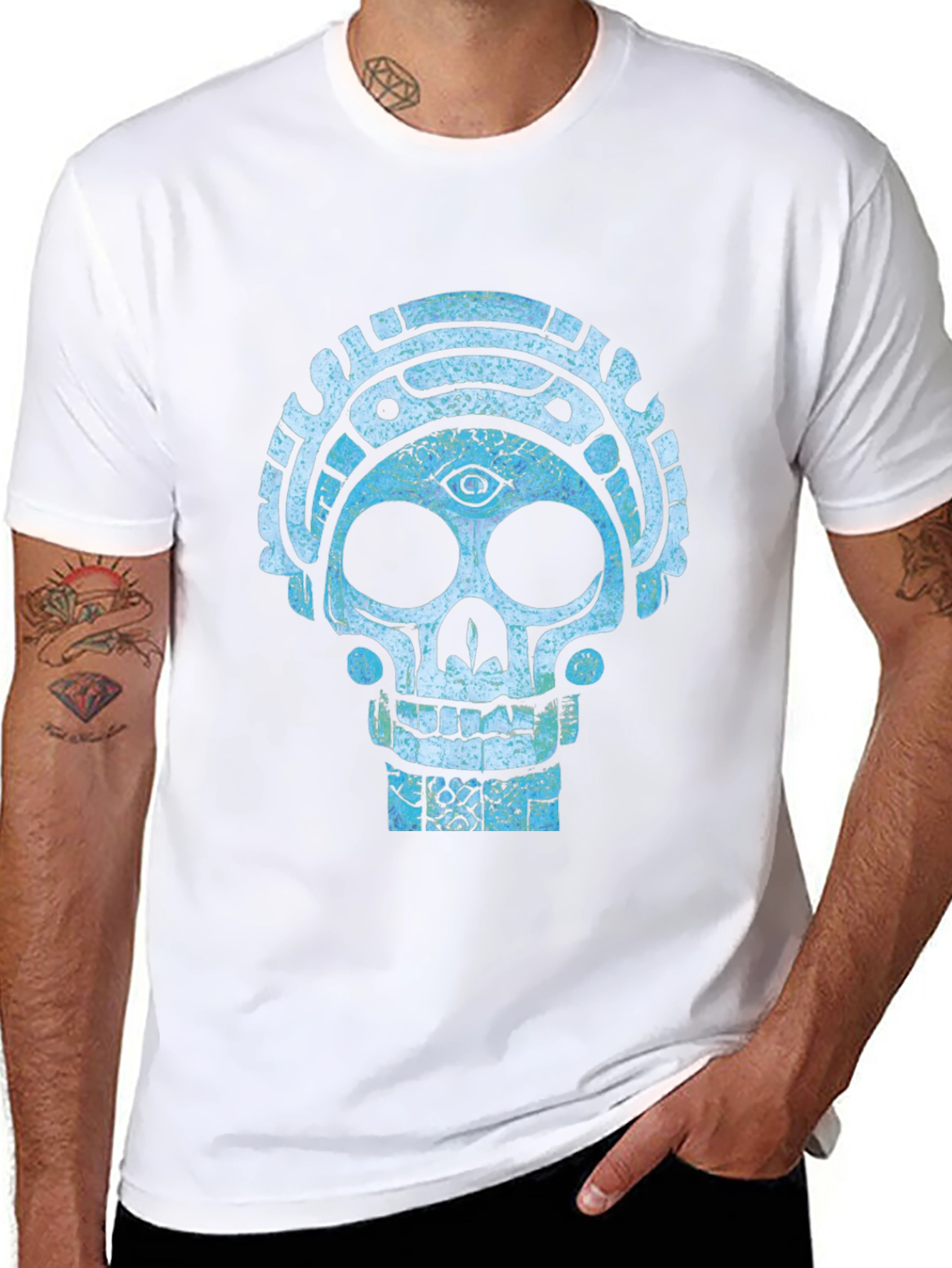 Aztec Skull Graphic Tee - Cool Mystical Design