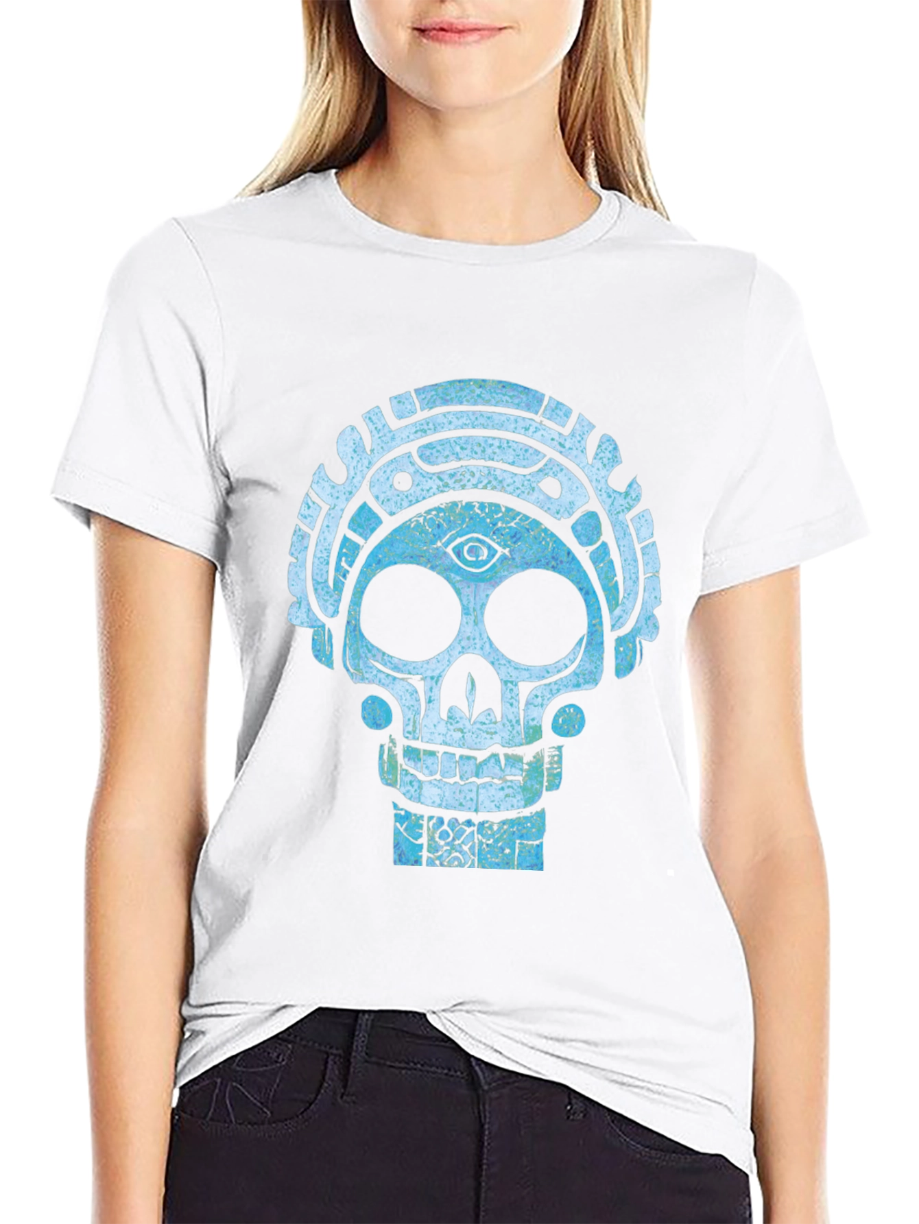 Aztec Skull Graphic Tee - Cool Mystical Design