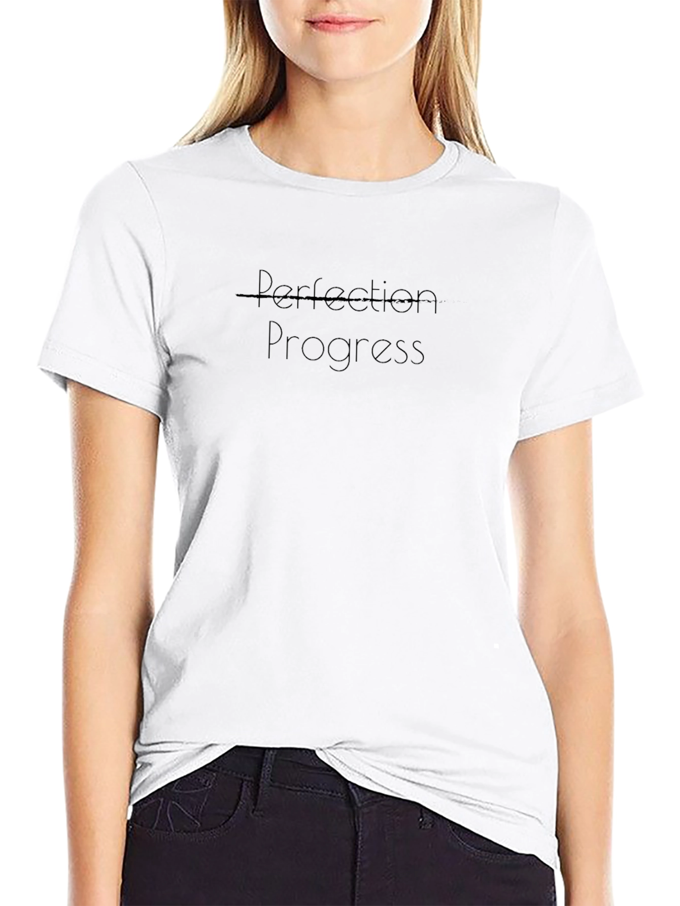 Perfection Progress Graphic Black T-Shirt
